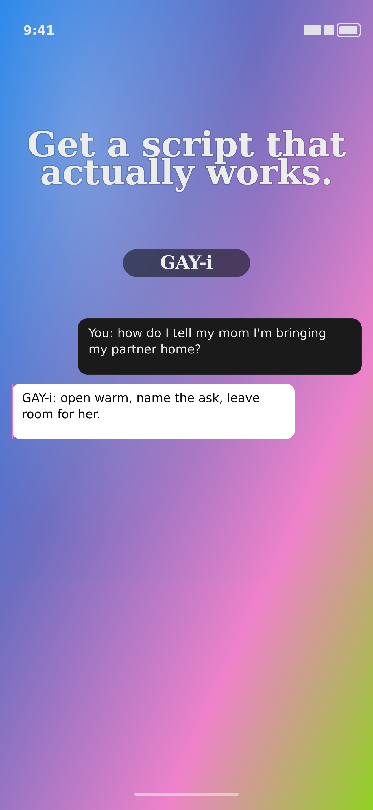 GAY-i screenshot 3: Mid-conversation