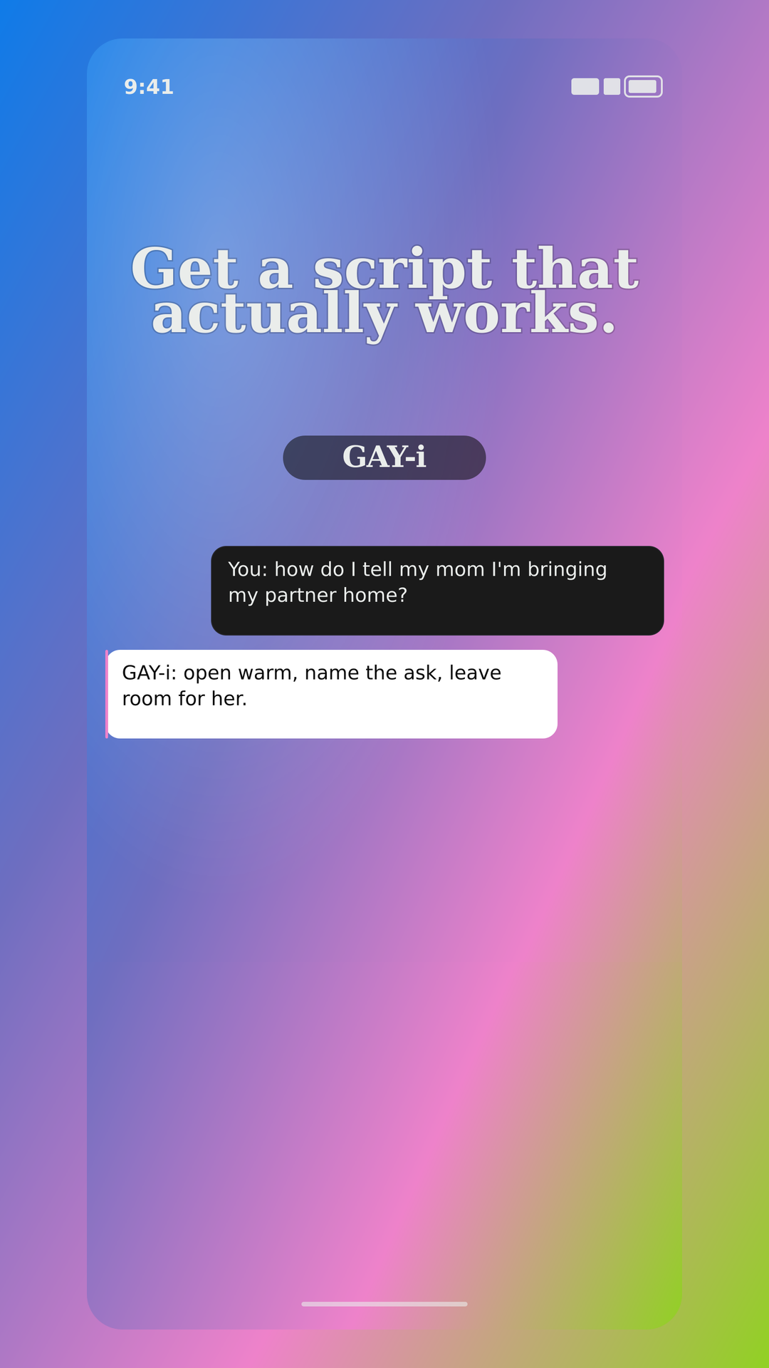 GAY-i Android frame 3: Mid-conversation